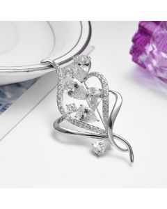 Anti Glare Micro Inlaid White Zircon Plated Real Gold Brooch