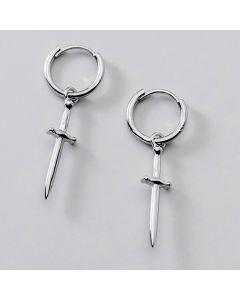 Vintage Personalized Hip Hop Sword-shaped Titanium Steel Earrings