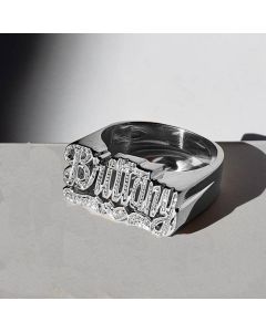S925 Sterling Silver Name Personality Two-tone Ring