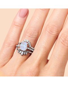 Niche Design S925 Sterling Silver Triple Set Zircon Ring