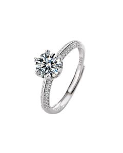 Six-claw Double Row Zircon Female Ring