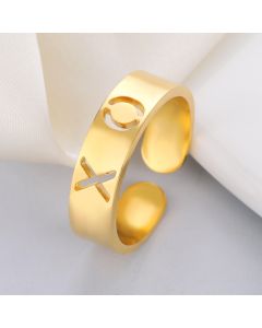 Hip-hop Men's And Women's Ring XO Letter Hollow Adjustable