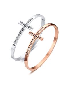 Fashion Stainless Steel Diamond Cross Bracelet