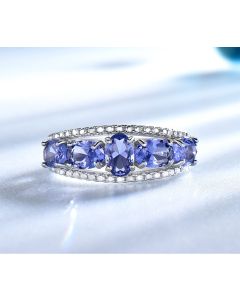 Egg Shaped Sapphire Tanzanite Ring Jewelry