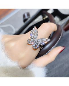 Fashion Temperament Diamond Butterfly Open Ring Trend