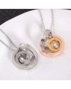 Lettering Mother's Day Necklace Circle Ring Alloy Rhinestone