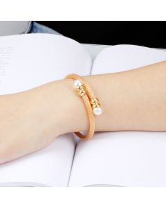 18K Golden Three Colors Pearl Titanium Steel Bracelet