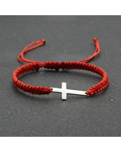 Stainless Steel Cross Shelf Hand-woven Adjustable Rope Bracelet