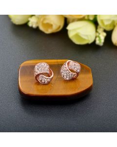 Korean Version Of Korean Rose Gold Plated Full Diamond Earrings