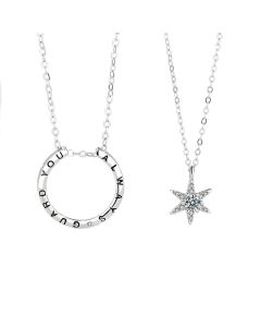 S925 Sterling Silver Six-pointed Star Couple Necklace For Men And Women