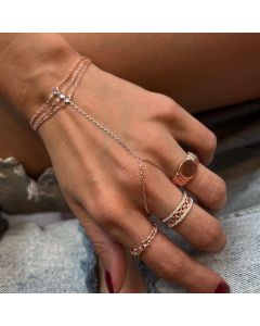 Round Zircon Finger Chain With Three Layers
