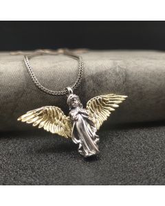 Sterling Silver Retro Trendy Angel Pendant Sweater Chain Hip Hop Cool
