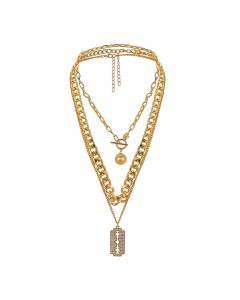 Three Layer Diamond Blade Necklace