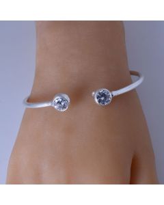 Classic Round Open-ended Simple Diamond Plated Bracelet