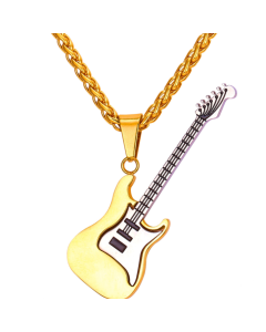 Explosive guitar stainless steel pick necklace Necklace rock guitar titanium steel necklace