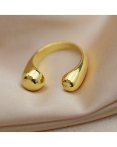 Gold Metal Brass Plated Balls Geometric Square Adjustable Opening Rings for Women