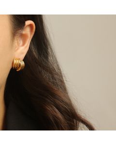 High Color Retention Brass Electroplated Real Gold Line Ear Studs