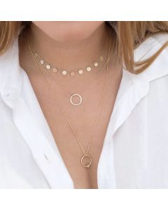 S925 Silver Fashion Simple Clavicle Necklace Necklace Sunlight Ring Pendant Female Necklace