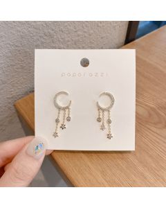 Net Red Same Temperament Tassel Star and Moon Earrings