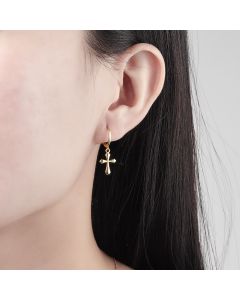 Trendy Copper Glossy Minimalist Cross Earrings