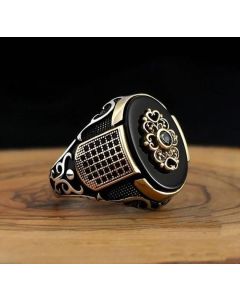 Black Crown Men's Ring Middle East Ancient Silver