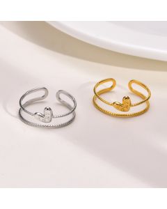Love Heart-shaped Ring Fine Circle Stainless Steel 18K Gold Women's Simple Hand Jewelry