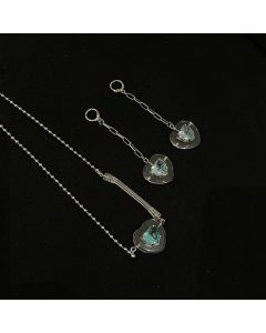 Elastic Peach Heart Short Necklace Designer Clavicle Chain Earrings
