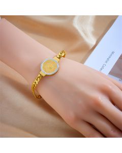 Printed Portrait Round Brand Woven Titanium Steel Bracelet