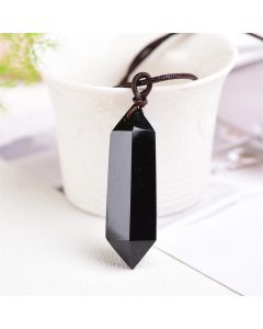 Natural Crystal Rough Polished Double-pointed Hexagonal Prism Pendant Power Stone Necklace Jewelry