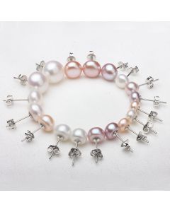 Freshwater Pearl 6-12mm Studs 925 Silver Pearl Earrings