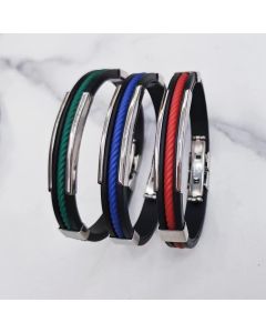 Silicone Stainless Steel Sports Multicolor Bracelet