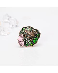 Lotus Leaf Lotus Alloy Oil Dripping Frog Brooch