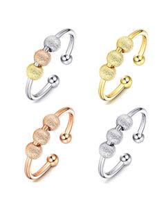 Fashionable Metal Rotating Beads, Peace And Anxiety Ring, A Valentine'S Day Jewelry Gift To Relieve Stress