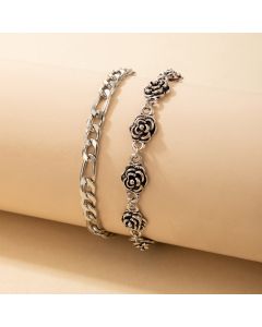 Metal Buckle Palace Vintage Rose 2-layer Bracelet