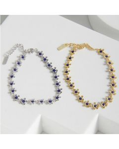 S925 Sterling Silver Gold Small Flower Drip Glazed Bracelet