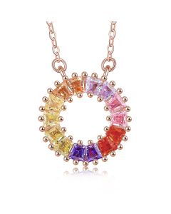 Chain Charm S925 Silver Rainbow Necklace Women