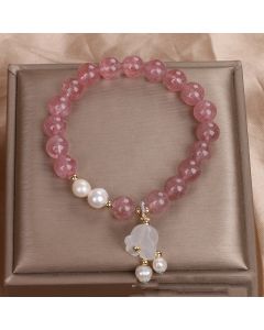Natural Strawberry Quartz Crystal Bracelet Female New Chinese Style
