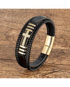 Metal Cross Multi-layer Leather Bracelet