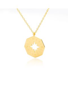 Octagonal Compass Stainless Steel Necklace