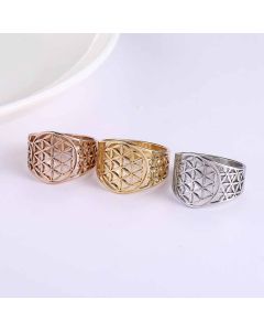 Stainless Steel Golden Flower Of Life Ring