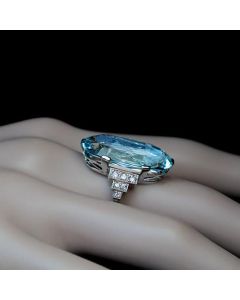 Ring Female Egg Round Blue Crystal Ring Ladies Ring