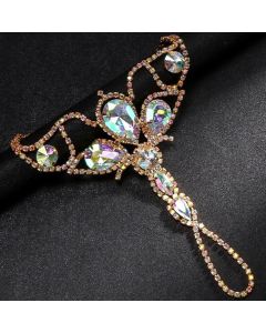 AB Colorful Crystals Mitten-type Bracelet Fashion Bohemian Style Full Diamond Bracelet Ornament