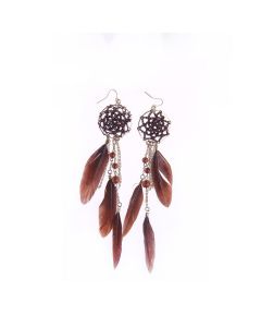 Chain tassel feather earrings