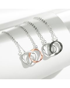 S925 Sterling Silver Mobius Double Ring Necklace Female Fashion Simple And Creative Wild Couple Clavicle Chain