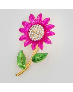 Korean Version Of The New Launching Diamond Brooch With Alloy Rhinestone Painting Oil Sunflower