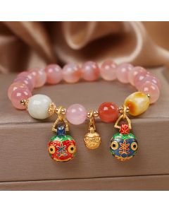 Natural Yanyuan Agate A Family Of Three Swallowing Gold Beast Bracelet