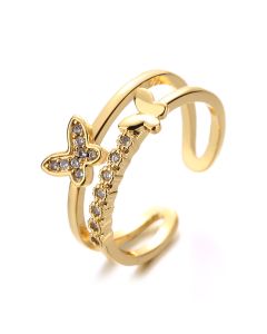 Full Diamond Double Layer Butterfly Ring