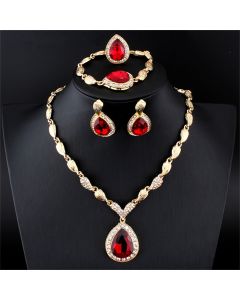 E-commerce blue red gem alloy four-piece set