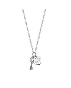 Love key pendant with diamond short clavicle chain