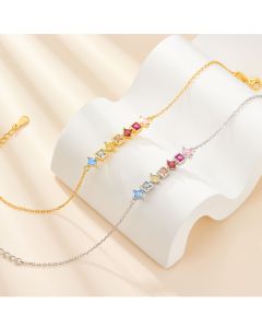 Sterling Silver Bracelet Women's Colorful Zircon White Elegant Zircon Bracelet All-match Jewelry